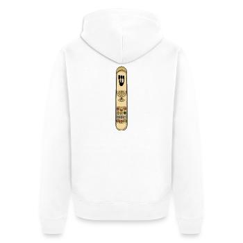 Goldene Mezuzah Kunst Menorah-Symbol Moderne Judaika - Unisex Premium Bio Zip Hoodie - Weiß - Hinten - Thijin (182cm)