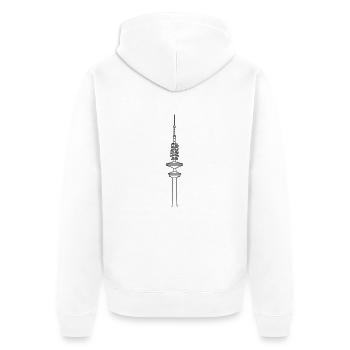 Heinrich-Hertz-Turm Hamburg - Unisex Premium Bio Zip Hoodie - Weiß - Hinten - Thijin (182cm)