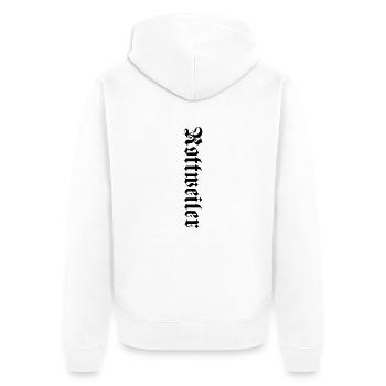 Rotweiler Schrift Arm - Unisex Premium Bio Zip Hoodie - Weiß - Hinten - Thijin (182cm)
