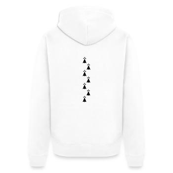 Hermelin-Breton-Symbol - Unisex Premium Bio Zip Hoodie - Weiß - Hinten - Thijin (182cm)