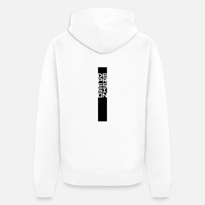 Text Balken Depression - Unisex Premium Bio Zip Hoodie - Weiß