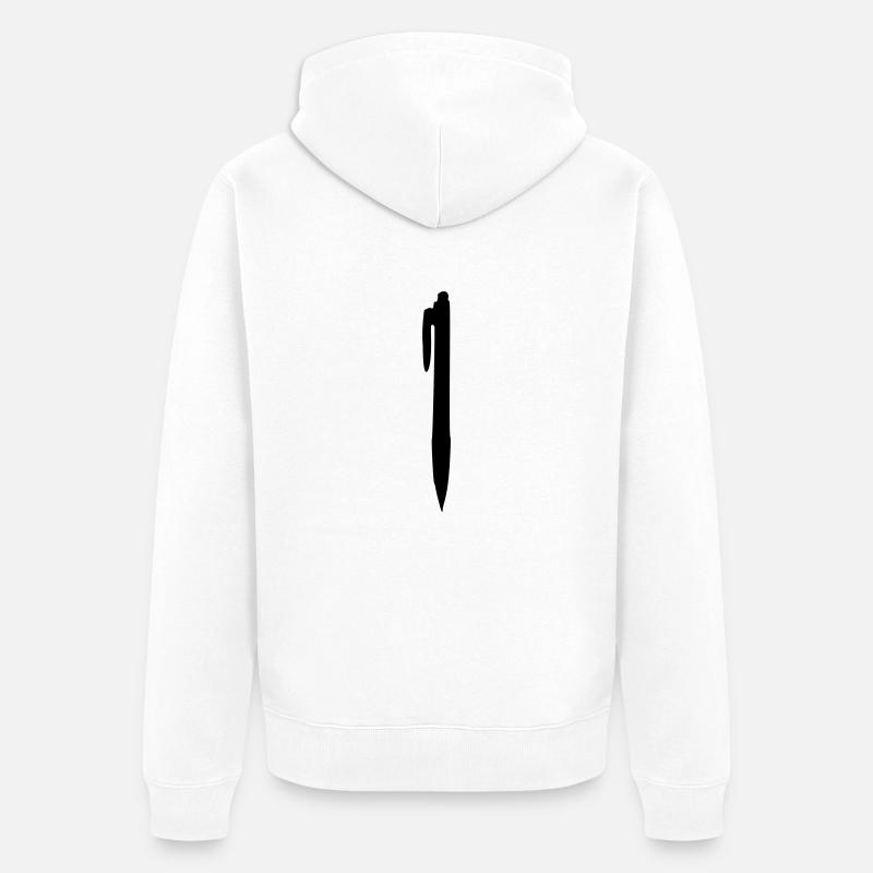 Stift - Kuli - Unisex Premium Bio Zip Hoodie - Weiß