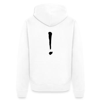 Ausrufezeichen / Ausrufungszeichen in Schwarz - Unisex Premium Bio Zip Hoodie - Weiß - Hinten - Thijin (182cm)
