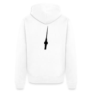 Fernsehturm schief - Unisex Premium Bio Zip Hoodie - Weiß - Hinten - Thijin (182cm)