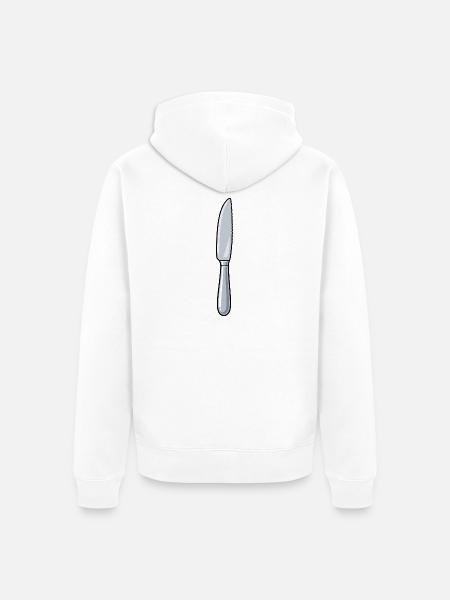 Küchenmesser Linienkunst - Unisex Premium Bio Zip Hoodie - Weiß