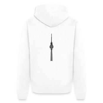 Fernsehturm Berlin 2 - Unisex Premium Bio Zip Hoodie - Weiß - Hinten - Thijin (182cm)