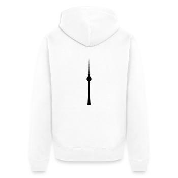 Fernsehturm Berlin - Unisex Premium Bio Zip Hoodie - Weiß - Hinten - Thijin (182cm)