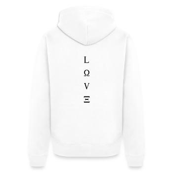 Design d’amour dans le look antique - idéal sur la manche - Veste à capuche bio Premium Unisexe - blanc - Dos - Thijin (182cm)