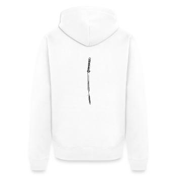Samurai Japan Katana Ninja Schwert retro Vektor - Unisex Premium Bio Zip Hoodie - Weiß - Hinten - Thijin (182cm)