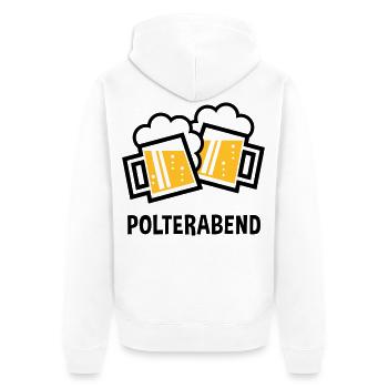 Polterabend (JGA Bier Bayrische Bierkrüge / 2C) - Unisex Premium Bio Zip Hoodie - Weiß - Hinten - Thijin (182cm)