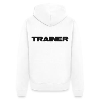 Trainer Bold - Unisex Premium Bio Zip Hoodie - Weiß - Hinten - Thijin (182cm)