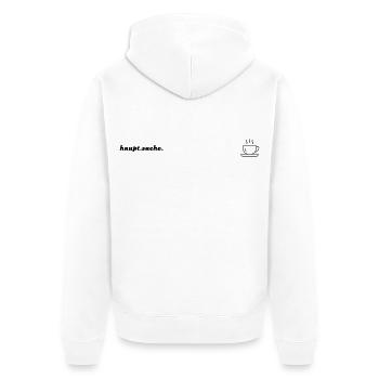 Kaffee - Unisex Premium Bio Zip Hoodie - Weiß - Hinten - Thijin (182cm)