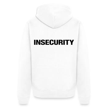 INSÉCURITÉ – Déclaration de style minimaliste sur l’uniforme - Veste à capuche bio Premium Unisexe - blanc - Dos - Thijin (182cm)