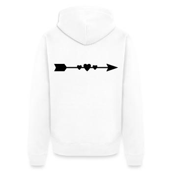 Flèche avec des cœurs - Veste à capuche bio Premium Unisexe - blanc - Dos - Thijin (182cm)