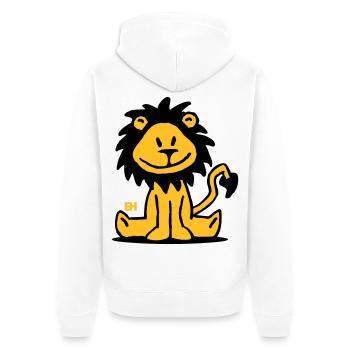 Playful Lion Cartoon Design - Unisex Premium Organic Zip Hoodie - white - Back - Thijin (182cm)