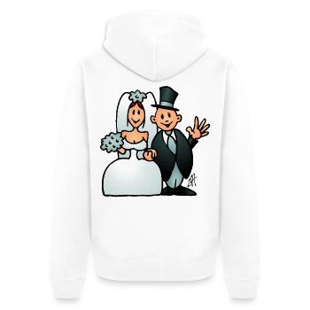 Hochzeit - Unisex Premium Bio Zip Hoodie - Weiß - Hinten - Thijin (182cm)