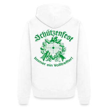 Schützenfest Volltreffer - Unisex Premium Bio Zip Hoodie - Weiß - Hinten - Thijin (182cm)