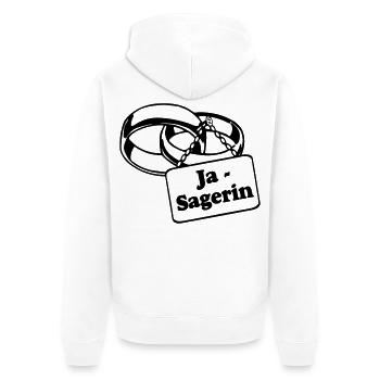 Junggesellenabschied , JGA Braut Ja Sagerin (25) - Unisex Premium Bio Zip Hoodie - Weiß - Hinten - Thijin (182cm)