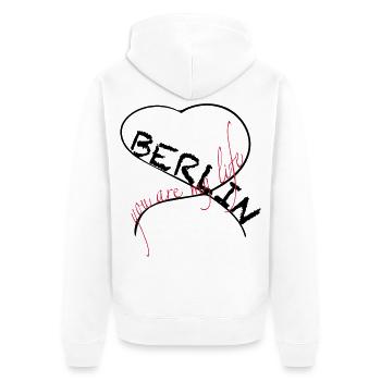Berlin You Are My Life Heart Design - Unisex Premium Bio Zip Hoodie - Weiß - Hinten - Thijin (182cm)