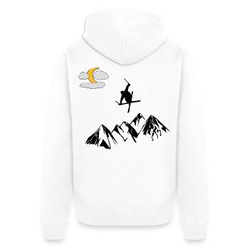 Mountain with ski freestyle - Unisex Premium Organic Zip Hoodie - white - Back - Thijin (182cm)