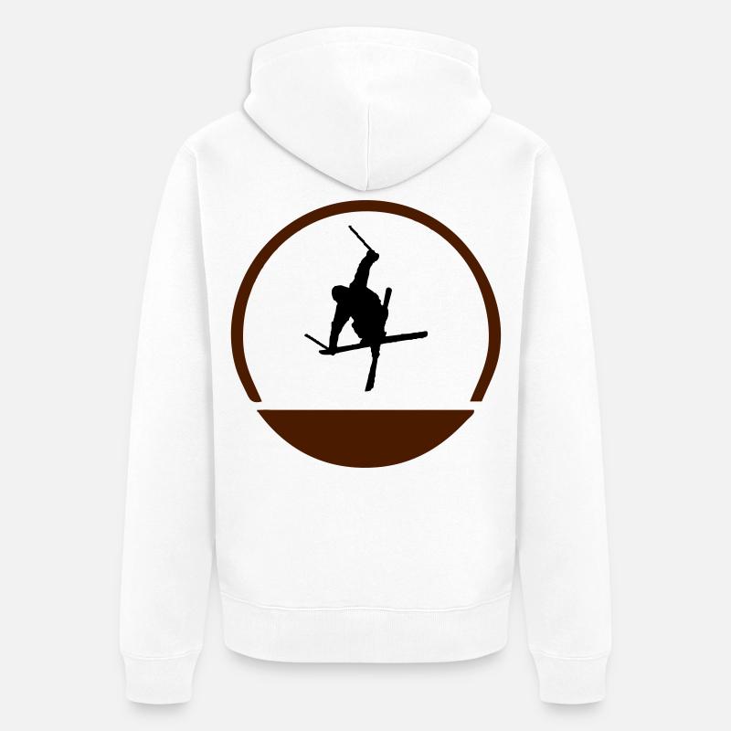 Logo de sauteur à ski - Veste à capuche bio Premium Unisexe - blanc