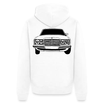 MB w123 ...(24) - Unisex Premium Bio Zip Hoodie - Weiß - Hinten - Thijin (182cm)