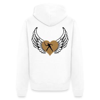 Coeur de tennis avec des ailes - Veste à capuche bio Premium Unisexe - blanc - Dos - Thijin (182cm)
