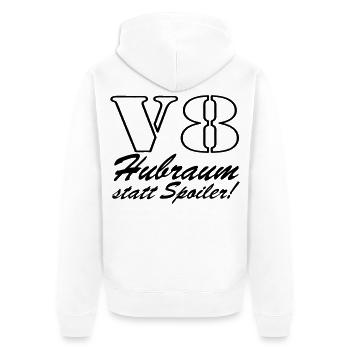 V8,Muscle-Car,Werkstatt,Garage,Auto,Tuning,(25) - Unisex Premium Bio Zip Hoodie - Weiß - Hinten - Thijin (182cm)