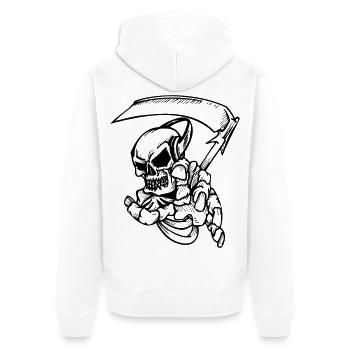 Skelett mit Sense - Unisex Premium Organic Zip Hoodie - white - Back - Thijin (182cm)