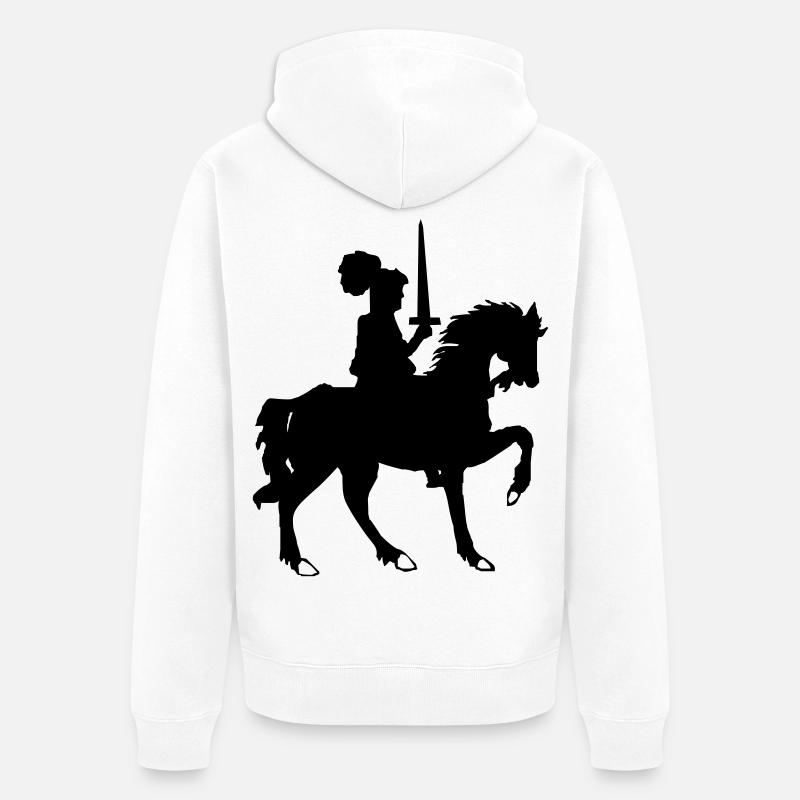 Chevalier avec épée et cheval - Veste à capuche bio Premium Unisexe - blanc