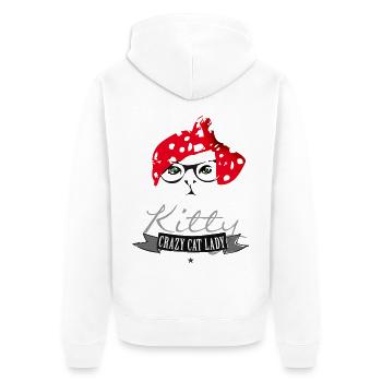 chat hippie minou dame folle de chat foulard rouge br - Veste à capuche bio Premium Unisexe - blanc - Dos - Thijin (182cm)