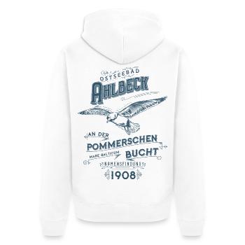 Ostseebad Ahlbeck - Unisex Premium Bio Zip Hoodie - Weiß - Hinten - Thijin (182cm)