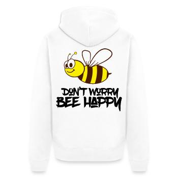 bee happy - Unisex Premium Bio Zip Hoodie - Weiß - Hinten - Thijin (182cm)