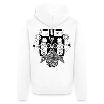 Phoropter Eule Augenoptik Optometrie - Unisex Premium Bio Zip Hoodie - Weiß - Hinten - Thijin (182cm)