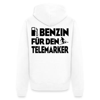 Benzin Telemarker - Unisex Premium Bio Zip Hoodie - Weiß - Hinten - Thijin (182cm)