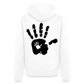 Hand in hand - hands - mama - baby - papa - child - Unisex Premium Organic Zip Hoodie - white - Back - Thijin (182cm)