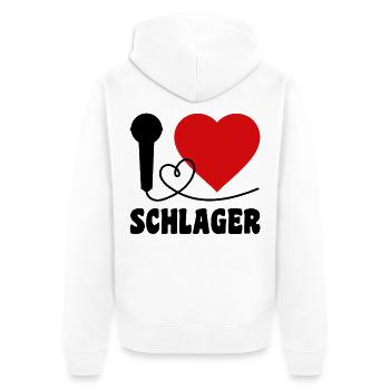 I Love Schlager - Unisex Premium Bio Zip Hoodie - Weiß - Hinten - Thijin (182cm)