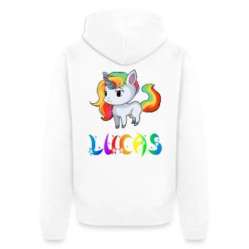 Einhorn Lucas - Unisex Premium Bio Zip Hoodie - Weiß - Hinten - Thijin (182cm)