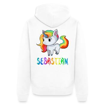 Einhorn Sebastian - Unisex Premium Bio Zip Hoodie - Weiß - Hinten - Thijin (182cm)