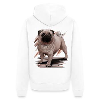 Pug - Unisex Premium Organic Zip Hoodie - white - Back - Thijin (182cm)