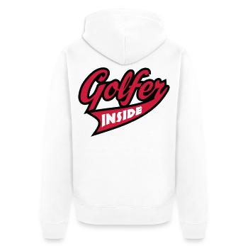 Golf - Unisex Premium Bio Zip Hoodie - Weiß - Hinten - Thijin (182cm)