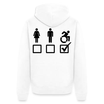 L’utilisateur d’un fauteuil roulant convient # - Veste à capuche bio Premium Unisexe - blanc - Dos - Thijin (182cm)
