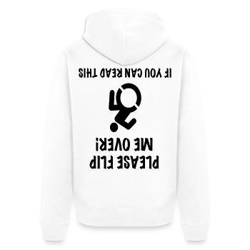 Der Rollstuhlfahrer steht auf dem Kopf. Humor # - Unisex Premium Bio Zip Hoodie - Weiß - Hinten - Thijin (182cm)