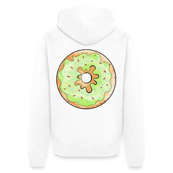 beignet délicieux avec un cadeau de bande dessinée de glaçage vert - Veste à capuche bio Premium Unisexe - blanc - Dos - Thijin (182cm)