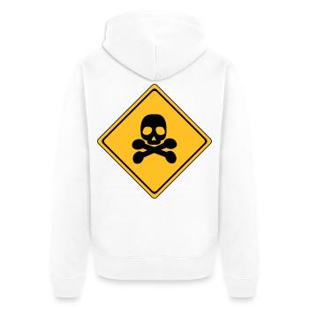 Danger Warning Sign # - Unisex Premium Organic Zip Hoodie - white - Back - Thijin (182cm)