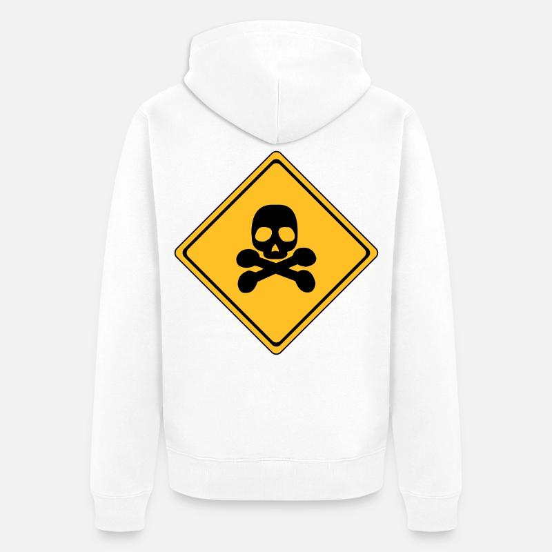 Panneau d’avertissement de danger # - Veste à capuche bio Premium Unisexe - blanc