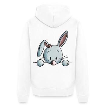 Cute little rabbit - bunny - bunny - comic - Unisex Premium Organic Zip Hoodie - white - Back - Thijin (182cm)