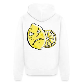 Bin sour - lemon - citrus - Unisex Premium Organic Zip Hoodie - white - Back - Thijin (182cm)