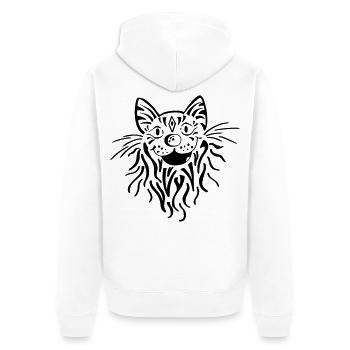 Getigerter Katzenkopf - Katze - Tiger - Kater - Unisex Premium Bio Zip Hoodie - Weiß - Hinten - Thijin (182cm)