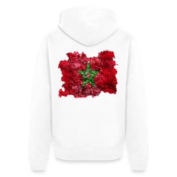 Marokko Vintage Flagge - Unisex Premium Bio Zip Hoodie - Weiß - Hinten - Thijin (182cm)
